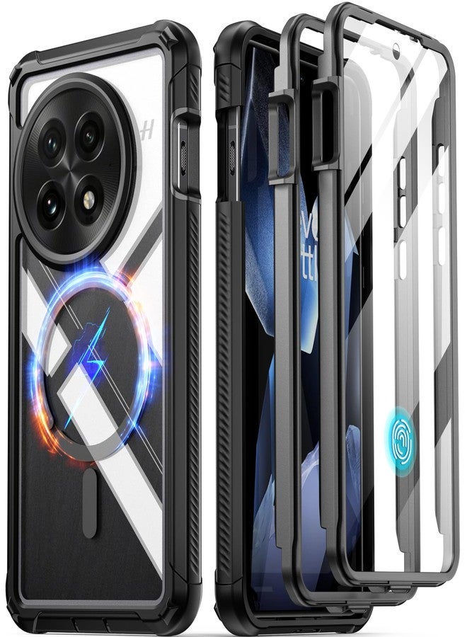 Poetic Guardian Case for OnePlus 13 5G, Built-in Screen Protector [Work with Fingerprint ID], [2 Front Frame] Full Body Shockproof Rugged Clear Cover Case, Black/Clear - Image 1